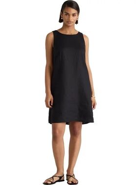 Eileen Fisher silk sleeveless black dress